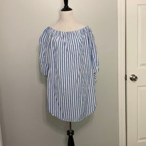 Small Old Navy Off Shoulder Blue and White Stripe Dress